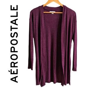 Aeropostale Ladies Open Front Long Cardigan Side Slits Soft Lightweight